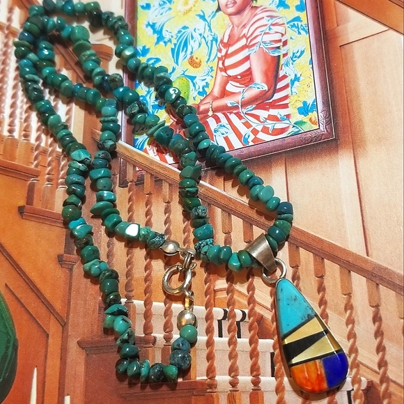 GILBERT DAMON VTG Navajo Artist signed Necklace - Picture 2 of 6